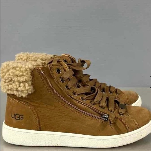 UGG Suede Hightop Sneakers w Shearling Trim Size 7.5 NWT - Picture 5 of 8